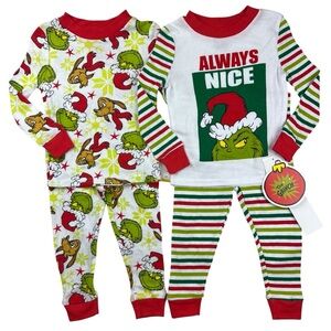 Dr Seuss The Grinch Christmas Holiday 4pc Long Sleeve Pajama Set Infant Size 18M